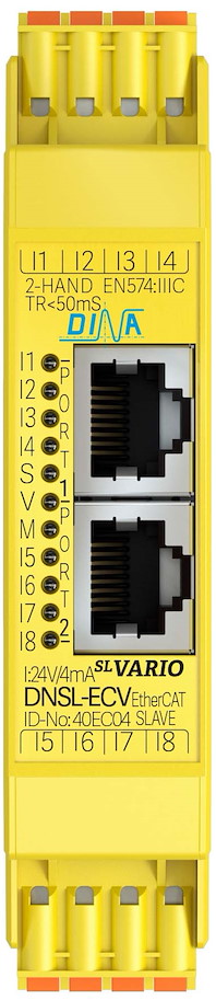 40EC04 DNSL-ECV EtherCat steckbar 4I 16O Byte  8 sichere Eingänge LED Einzelklemme DINA