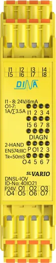 40IO21 DNSL-IOV Ein- Ausgangsmodul Doppelklemme 8 sichere Eingänge.7 sichere Ausgänge DINA