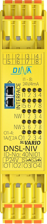 40NI01 DNSL-NIV Netzwerkmodul Einzelklemme 8 sichere Eingänge 4 sichere Ausgänge DINA