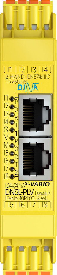 40PL03 DNSL-PLV Powerlink steckbar 4I 8O Byte ST 8 sichere Eingänge LED    DINA