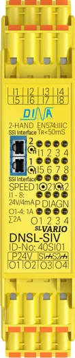 40SI01 DNSL-SIV 2 Drehzahlüberwachungen SSI Interface 8 sichere Eingänge 4 sichere Ausgänge Einzelklemme DINA