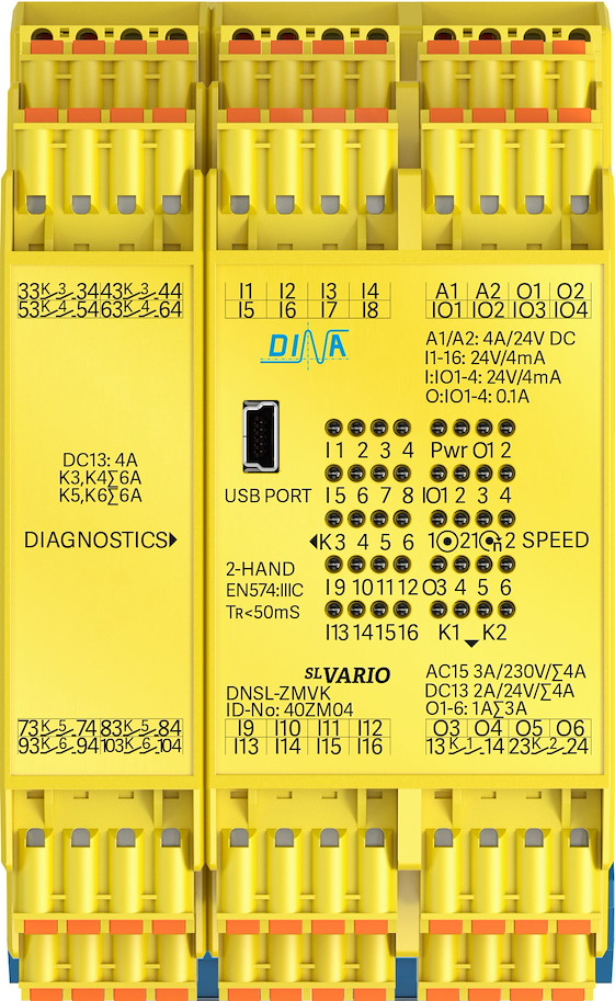 40ZM04  DNSL-ZMVK Zentralmodul Einzelklemme  20 sichere Eingänge 12 sichere Ausgänge DINA