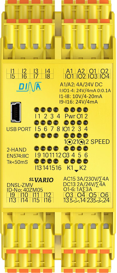 40ZM05 DNSL-ZMV Zentralmodul Einzelklemme 12 sichere Eingänge 8E 4-20 mA 8 sichere Ausgänge DINA