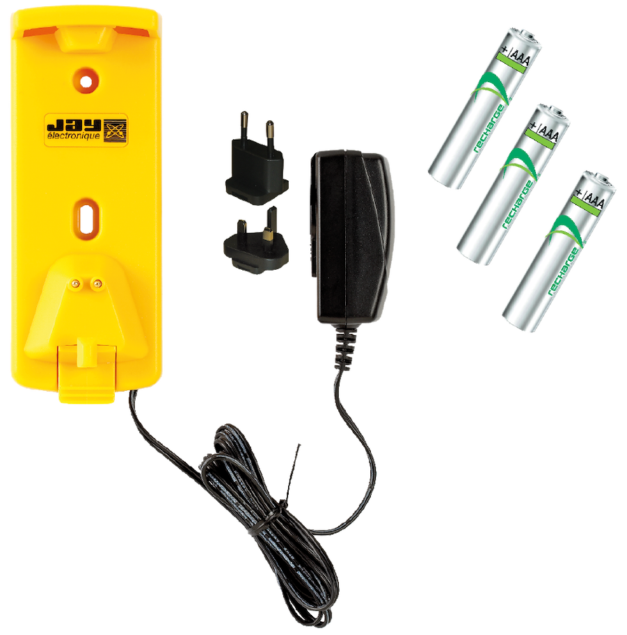ORCLU Ladehalterung (EU, UK und US Stecker) 230VAC / 9VDC + 3 Akkus AAA, für Multifunktions-Sender mit Akkus OREL Jay