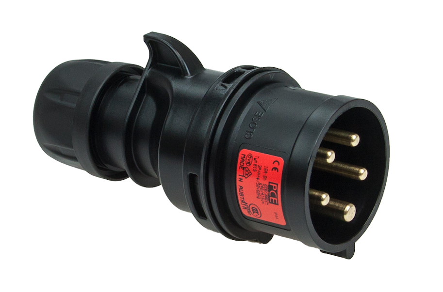 015-6TTx Stecker 16A 5p 6h Shark schwarz PCE