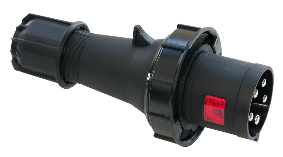 034-6xs Stecker 63A 4p 6h IP67 schwarz TWIST PCE