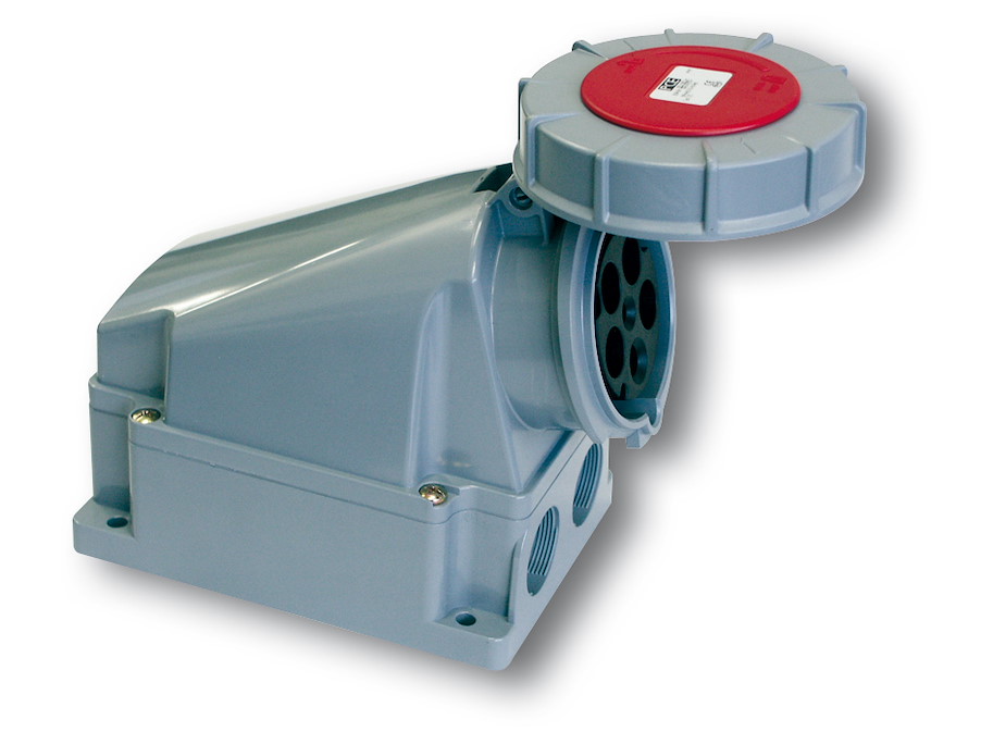 Wandsteckdose 63A 5p 4h IP66/67 Power Twist (Grundgehäuse HxBxT = 170x118x173; 1xM40; 2xM32) 