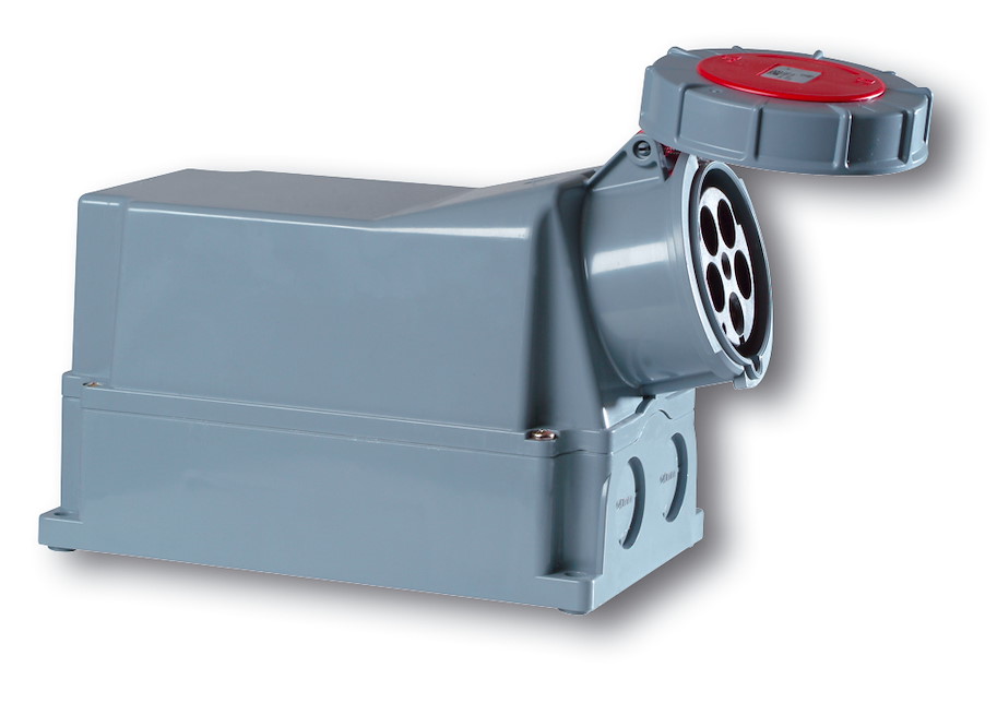Wandsteckdose 125A 5p 7h IP66/67 Power Twist (Grundgehäuse HxBxT = 262x162x205; 1xM63; 2xØ40) 