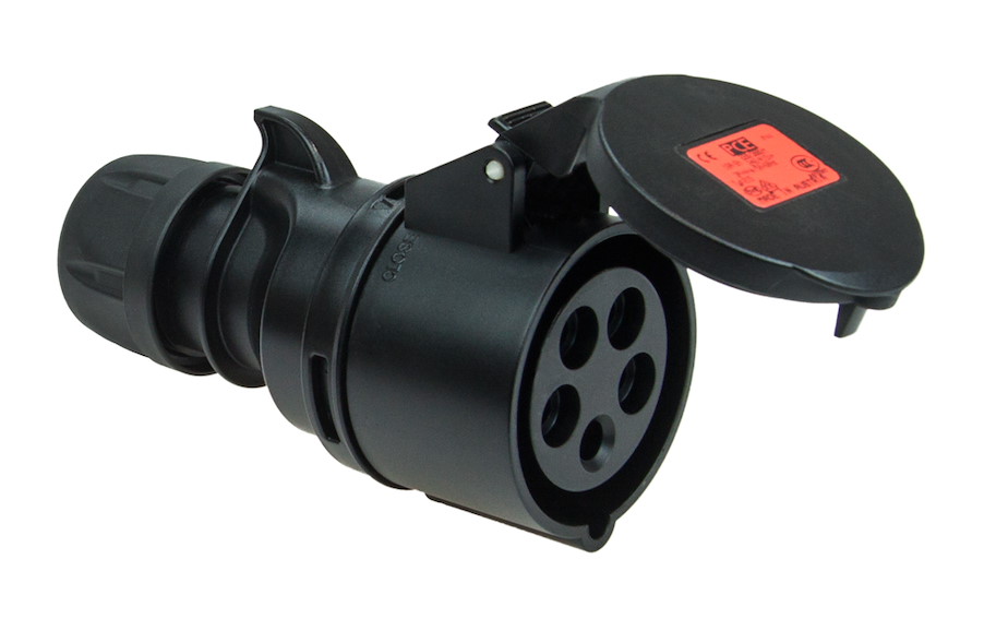 224-6x Kupplungssteckdose 32A 4p 6h IP44 Turbo Shark schwarz   PCE