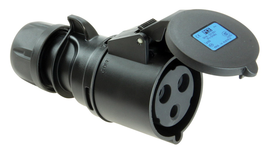 213-6TTx Kupplungssteckdose 16A 3p 6h IP44  Shark schwarz   PCE