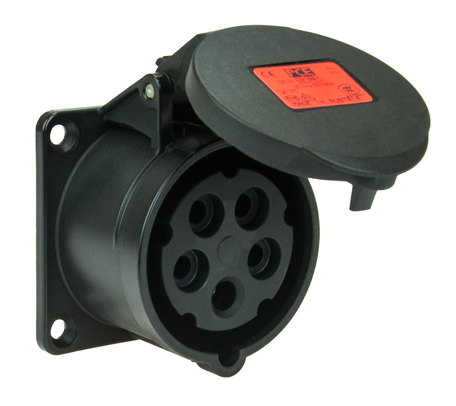 315-6x Anbaudose gerade 16A 5p 6h IP44/54 schwarz (Flansch 70x70 - Lochabstand 56x56) PCE
