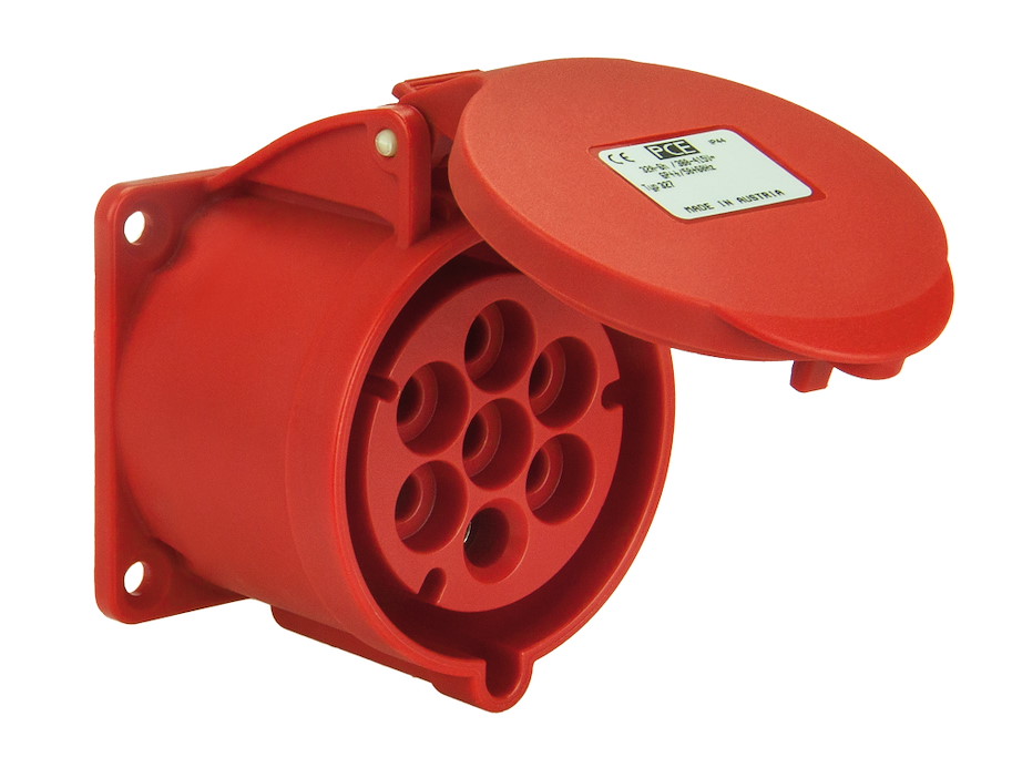 327-7v Anbaudose gerade 32A 7p 7h IP44/54 (Flansch 70x70 - Lochabstand 56x56) PCE