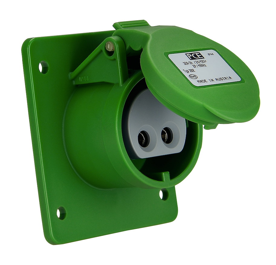 382-10f9v Anbaudose ger. 16A 2p 24/42V 10h IP44/54 PCE