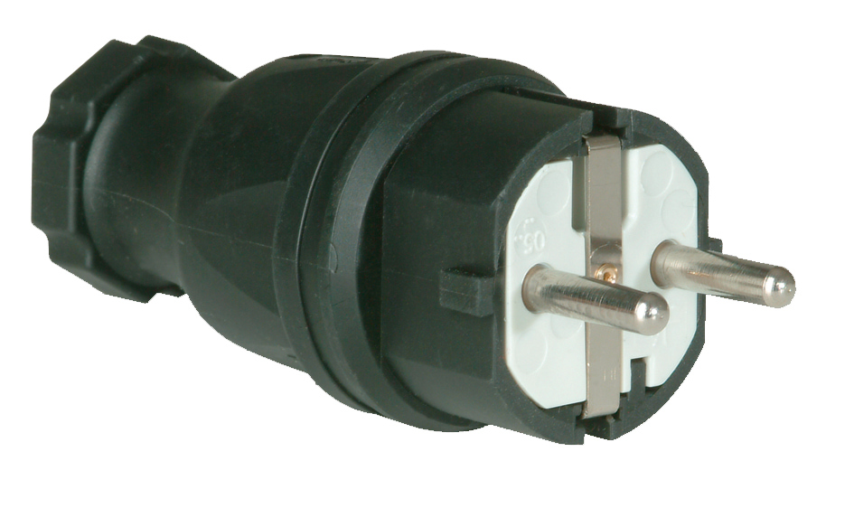 PCE 25621-s Schutzkontaktkupplung Gummi 230 V Schwarz IP44