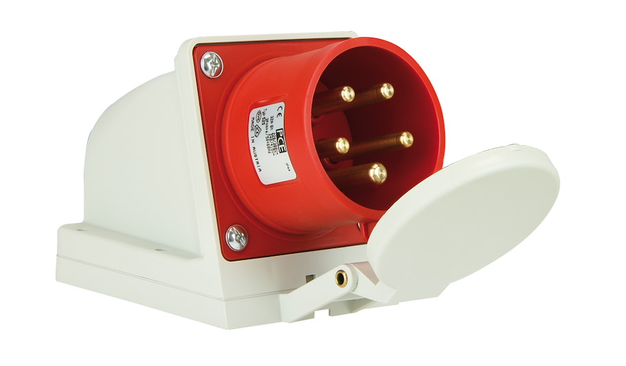 515-6kd Wandgerätestecker mit Deckel 16A 5p 6h IP44 (einteiliges Gehäuse) PCE