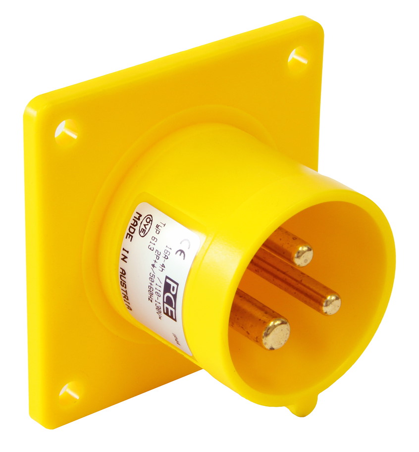 615-6TT Anbaugerätestecker gerade 16A 5p 6h IP44 Turbo Twist (Flansch 70x70 - Lochabstand 56x56) PCE