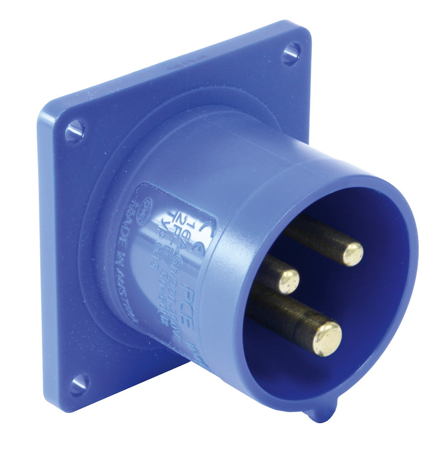 613-6f6 Anbaugerätestecker gerade 16A 3p 6h IP44 (Flansch 60x60 - Lochabstand 50x50) PCE