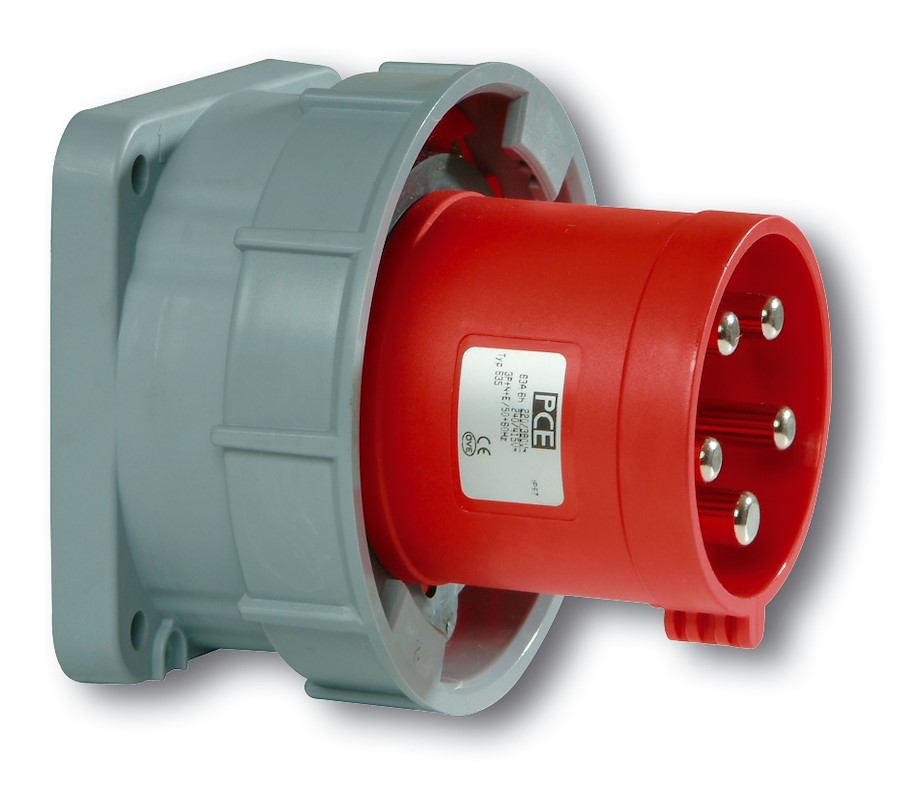 Anbaugerätestecker gerade 63A 4p 6h IP66/67 Power Twist (Flansch 100x100 - Lochabstand 80x80)