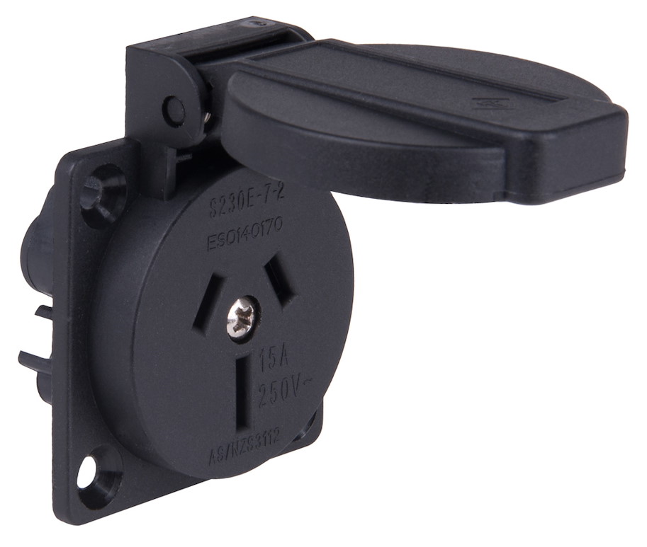 1037-0s Schuko Dose australisch schwarz 15A PCE