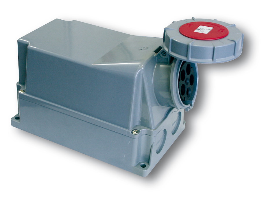 Wandsteckdose 63A 4p 7h IP66/67 Power Twist (Grundgehäuse HxBxT = 262x162x195; 1xM40; 2xØ40) 