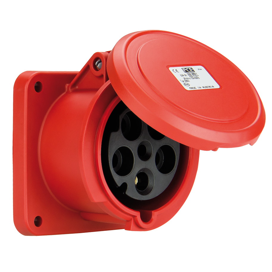 3351-6fc Anbaudose gerade 63A 5p 6h IP44 Power Twist (Flansch 100x107 - Lochabstand 77x85) PCE