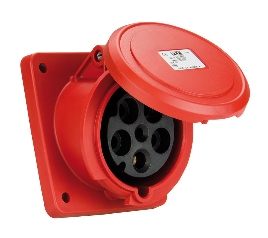 4341-7fd Anbaudose schräg 63A 4p 7h IP44 Power Twist (Flansch 106x110 - Lochabstand 90x90) PCE