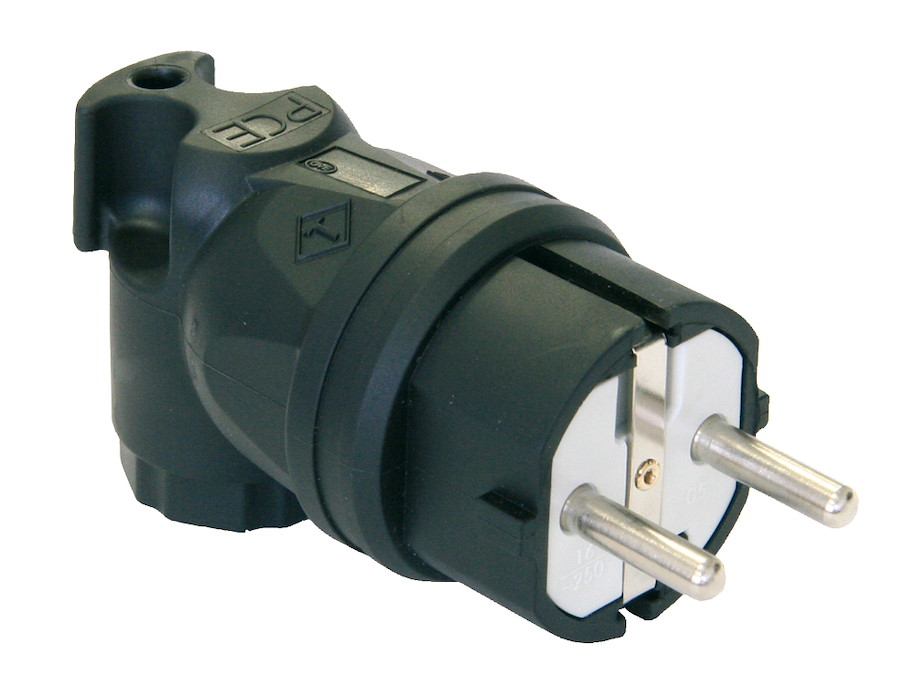 05812-s Winkelstecker Vollgummi 16A 2p+E 250V IP44 (schwarz, nach österr./deutsch. System) PCE