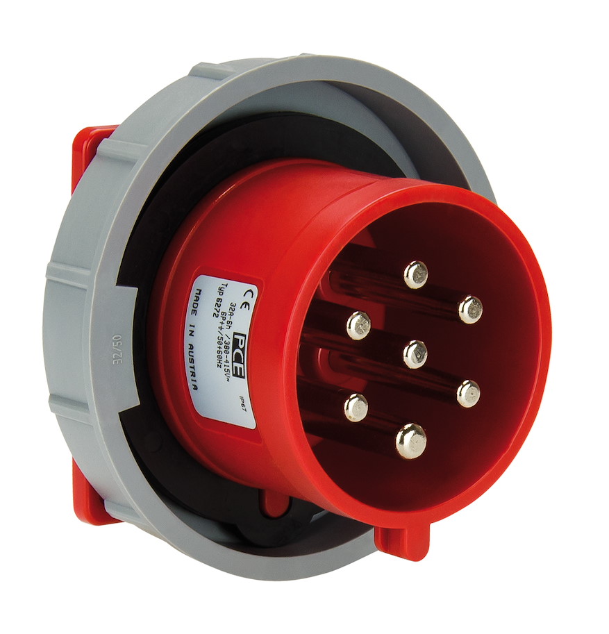 6172-6v Anbaugerätestecker gerade 16A 7p 6h IP66/67 (Flansch 75x75 - Lochabstand 60x60) PCE