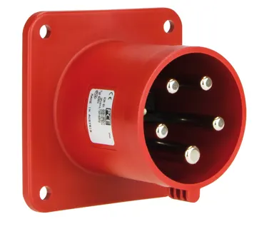 Anbaugerätestecker gerade 63A 3p 6h IP44 Power Twist (Flansch 100x100 - Lochabstand 80x80)