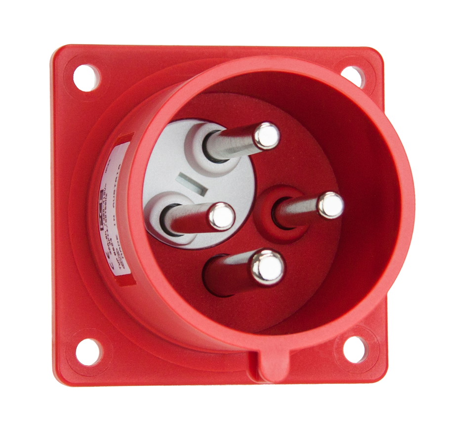 Phasenwender Anbaugerätestecker gerade 32A 54p 6h IP44 (Flansch 70x70 - Lochabstand 56x56)