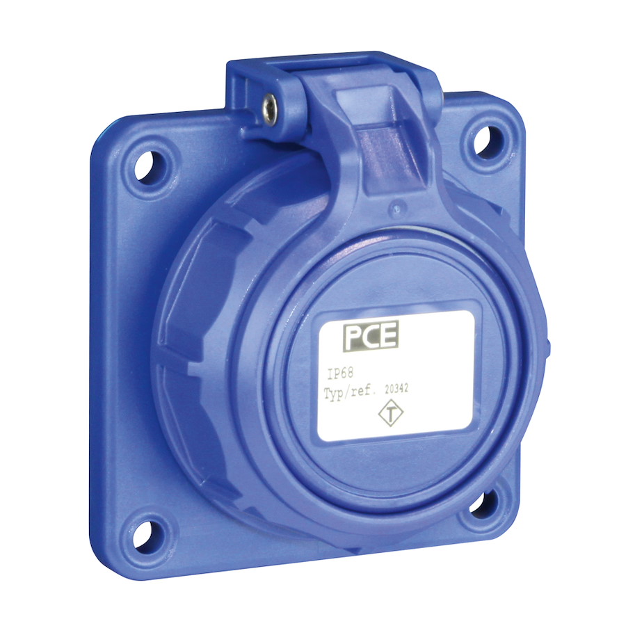 20342-8b Anbausteckdose mit Klappdeckel 16A 3p 250V IP66/68 Nautilus PCE