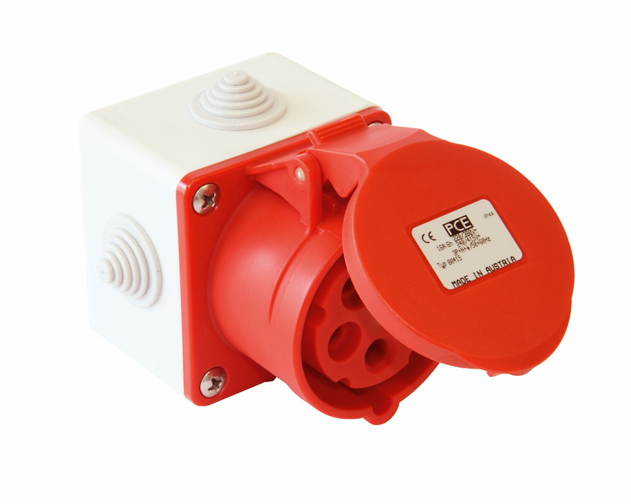 80413-6 Aufputzdose komplett 16A 3p 6h IP44 (4 Nippel) PCE