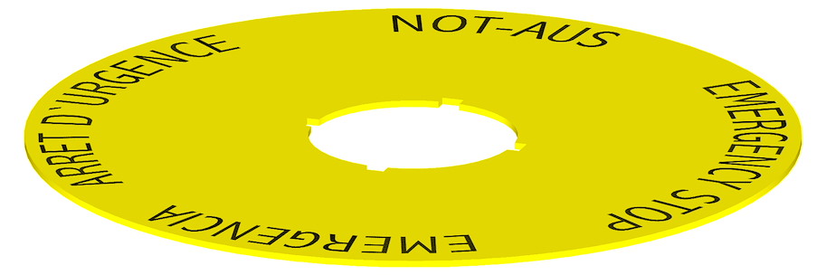 NAS_16_548 Unterlegschild 4-sprachig bedruckt, Einbauöffnung: Ø 16,2 mm Schlegel