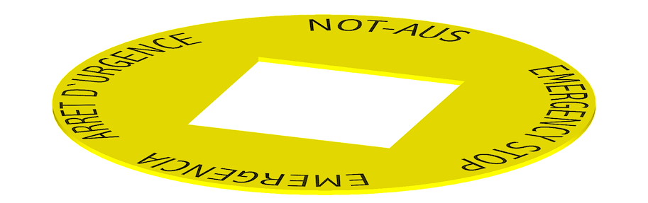 NAS_24_548 Unterlegeschild 4-sprachig bedruckt, Einbauöffnung: 24 x 24 mm Schlegel