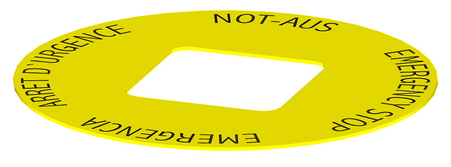 NAS_23_548 Unterlegeschild 4-sprachig bedruckt, Einbauöffnung: 23 x 23 mm Schlegel