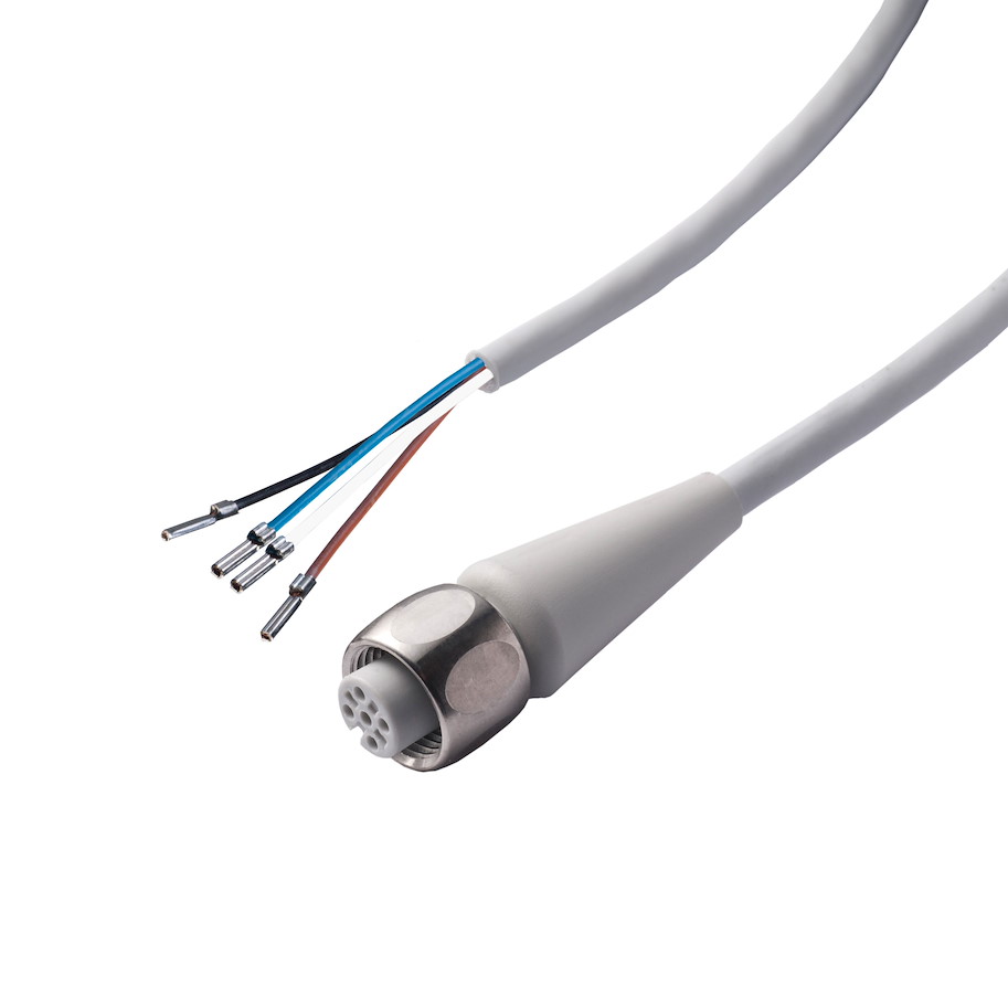 Anschlusszubehör Sensor Kabel 5m 4-polig TPE grau Dichtung EPDM Überwurf V4A M12 Sensorbuchse A-kodiert/offene Leitungsenden FDA