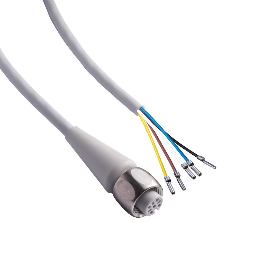 Anschlusskabel Sensor Kabel, 5m, 5-polig, TPE grau, Dichtung EPDM, Ãœberwurf V4A, M12 Sensorbuchse, A-kodiert/offene Leitungsenden, FDA