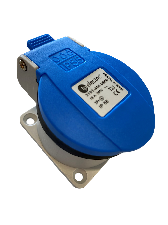Schutzkontaktsteckdose Schweizer Standard T23 16A IP55 (blau)