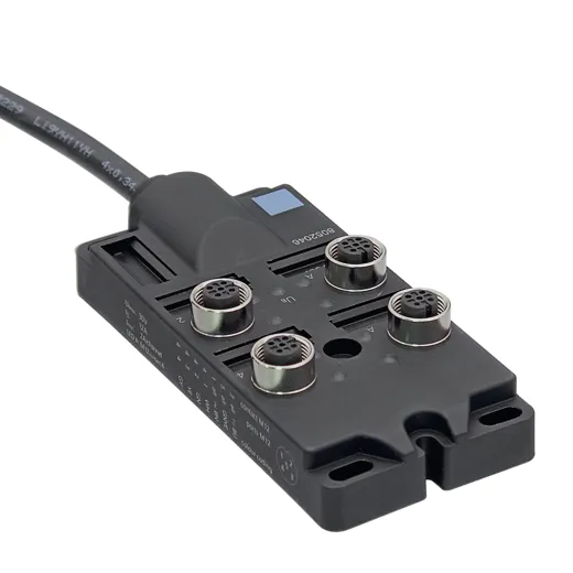 Anschlusszubehör Sensor-/Aktor Box mit Festkabelanschluss 10m PUR 4 Steckplätze M12 A-kodiert max. 4A 24V DC