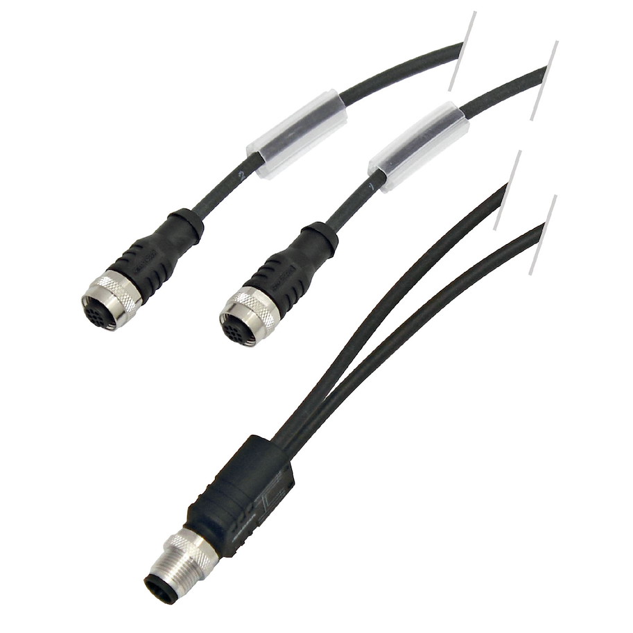 Anschlusszubehör Y-Verteiler mit Kabelabgang 2x 1m 3-polig 2x Sensorbuchse M12 A-kodiert 1x Sensorstecker M12 A-kodiert max. 4A 24V DC