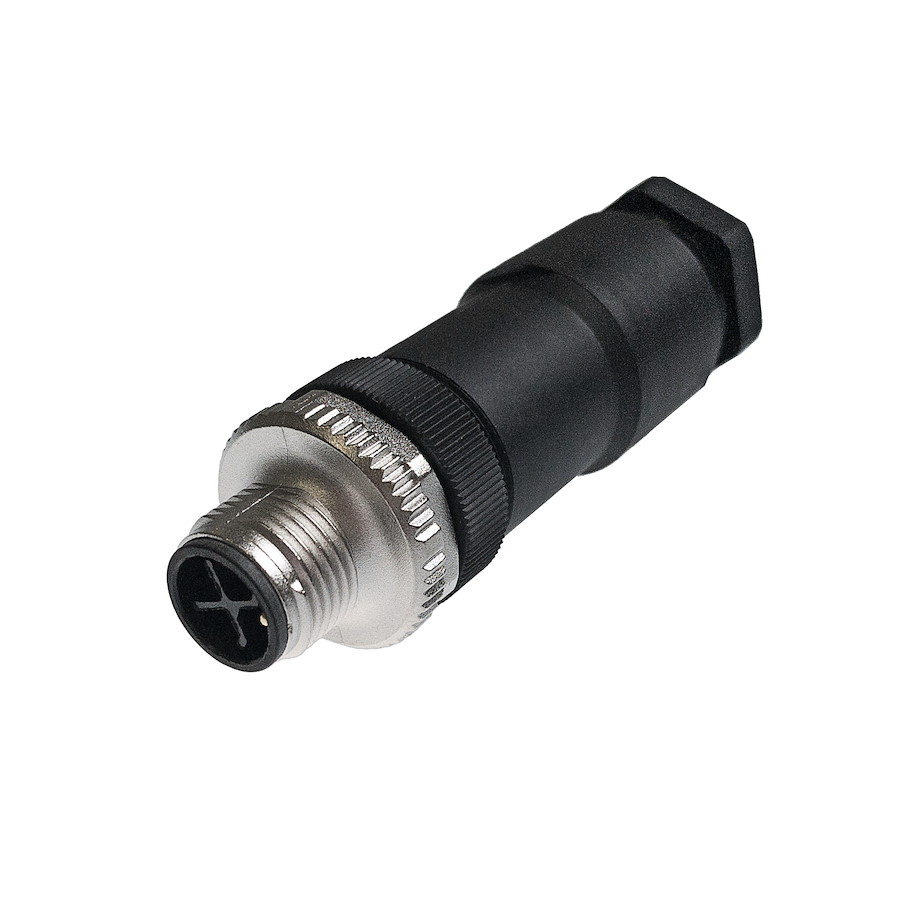 Anschlussstecker Sensorstecker M12, gerade, S-kodiert, konfektionierbar, 3-polig + PE, 220-240V AC
