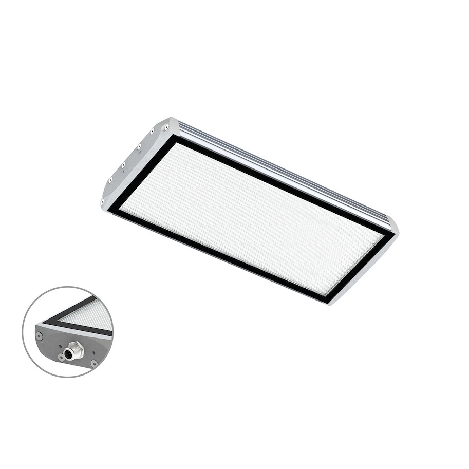 Maschinenleuchte FIELDLED EVO Aufbau M12-A stirnseitig 370 x 150mm 100ﾰ ~43W 24V DC