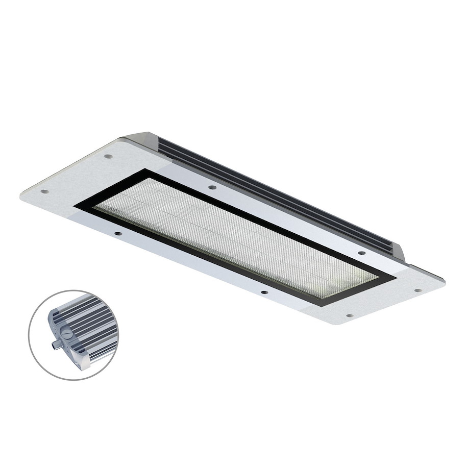 Maschinenleuchte FIELDLED EVO Einbau M12-A stirnseitig Einbaumass 280 x 96 x 30mm 100° ~19W 24V DC