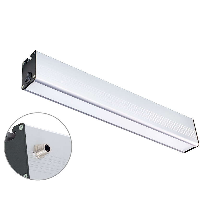 Arbeitsplatzleuchte PROFILED DC 1200mm M12-Anschlussstecker A-kodiert Abdeckung Mikroprismen 100ﾰ ~30W 24V DC