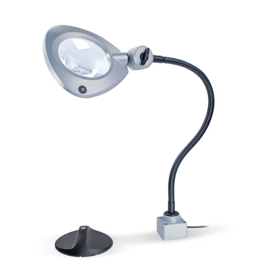 Arbeitsplatzleuchte CENALED LENS Flexarm DC Schwanenhals 500mm Anschraubsockel 120ﾰ ~85W Anschlussleitung 2-adrig offene Enden 24V DC