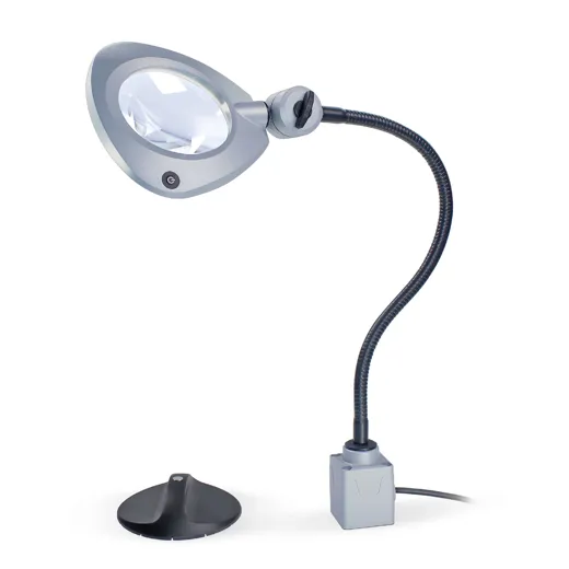 Arbeitsplatzleuchte CENALED LENS Flexarm AC Schwanenhals 500mm Anschraubsockel 120ﾰ ~9W Stecker und 3m Anschlussleitung 100-305V AC