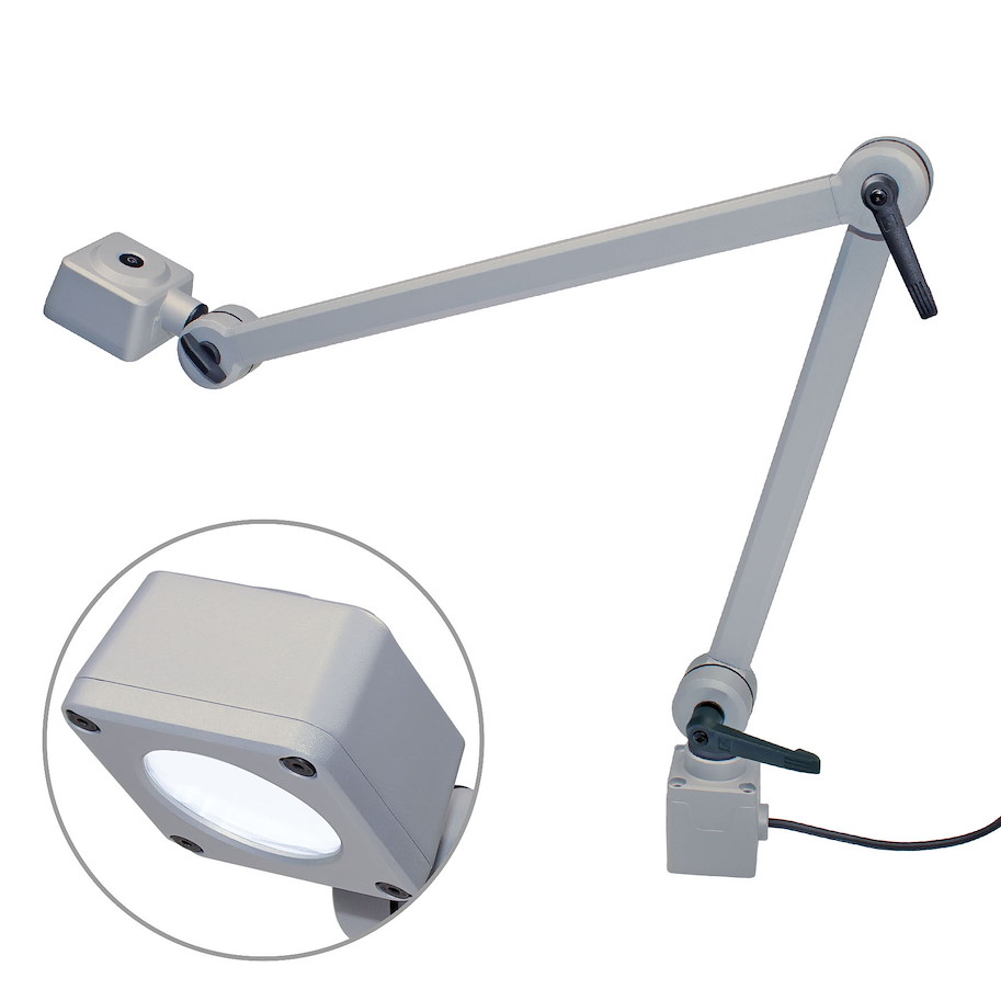 Arbeitsplatzleuchte CENALED SPOTGelenkarm AC Gelenkarm 350+450mm Anschraubsockel 30ﾰ ~9W Stecker und 3m Anschlussleitung 100-305V AC