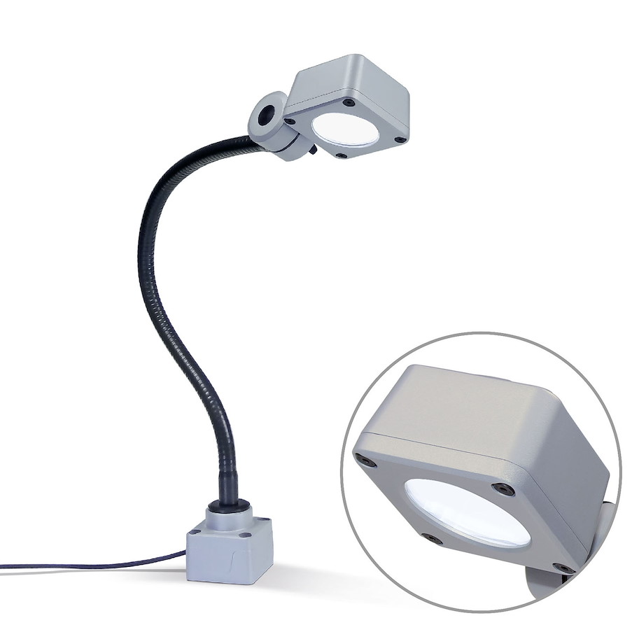 Arbeitsplatzleuchte CENALED SPOT Flexarm DC Schwanenhals 500mm Anschraubsockel 30ﾰ ~85W Anschlussleitung 2-adrig offene Enden 24V DC