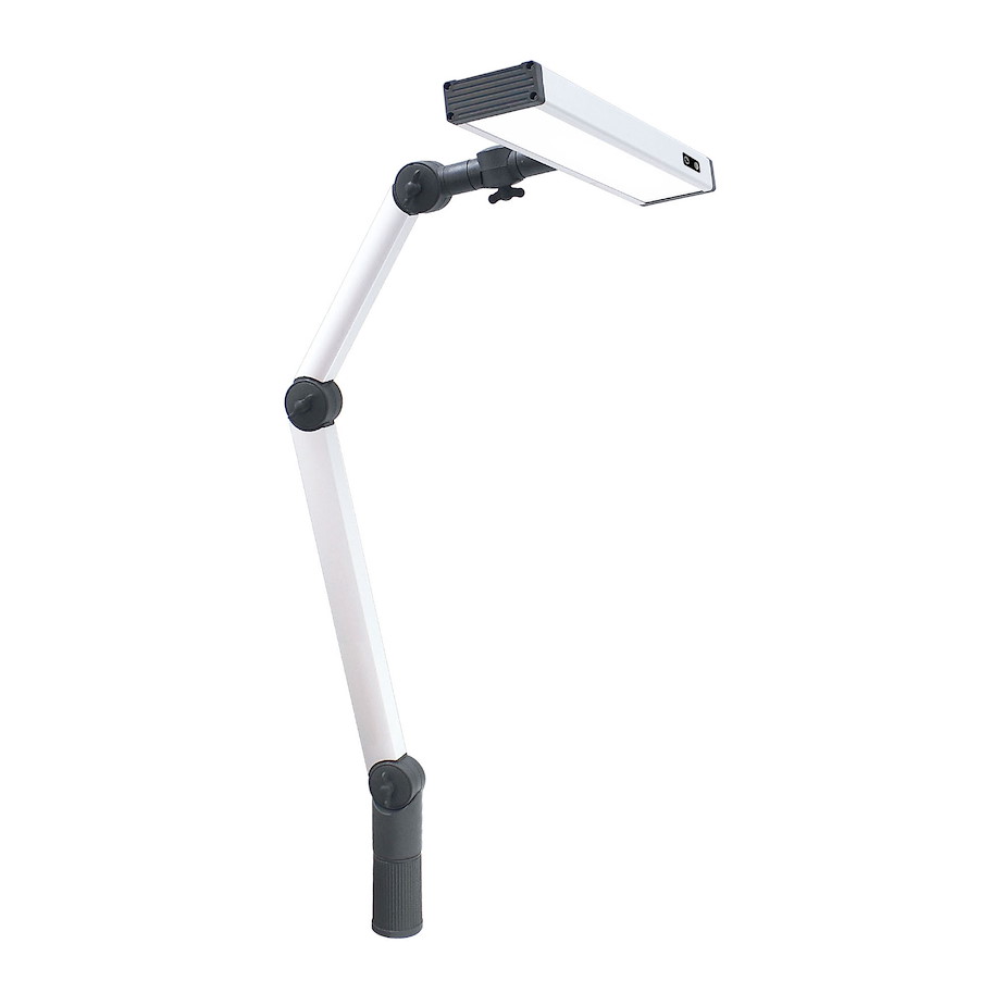 Arbeitsplatzleuchte UNILED II TUNABLE WHITE Watchmaker 3000~6500K dimmbar Gelenkarm 400+250mm Kopfbreite 380mm 100ﾰ ~20W M12-A 24V DC Netzteil 100-240V AC