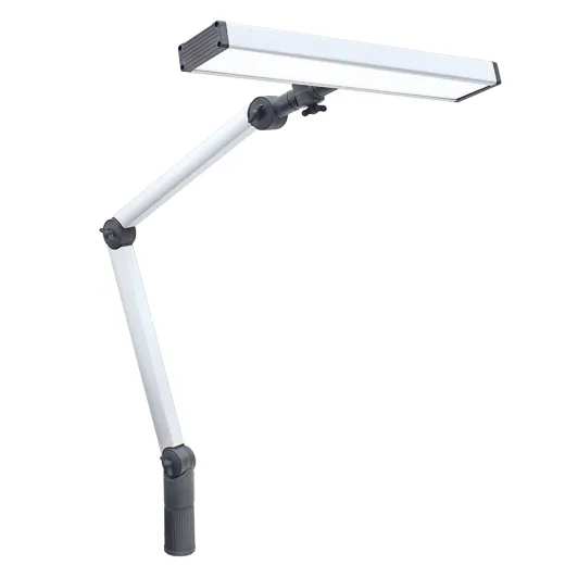 Arbeitsplatzleuchte UNILED II dimmbar Gelenkarm 400+400mm Leuchtenkopfbreite 548mm 100ﾰ ~27W M12-A 24V DC Netzteil 100-240V AC